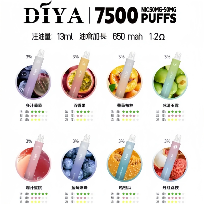 DIYA叮啞7500口拋棄式可充電大容量一次性電子煙:圖片 2