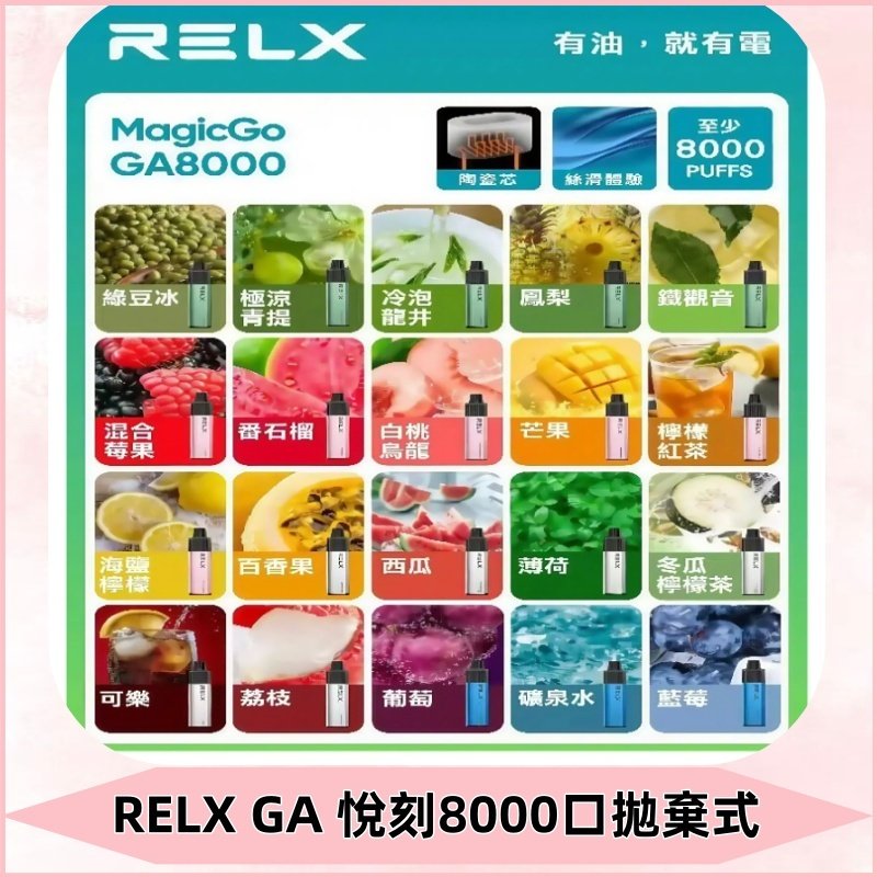 悅刻RELXGA8000拋棄式電子煙 8000口免充電一次性#台灣現貨#